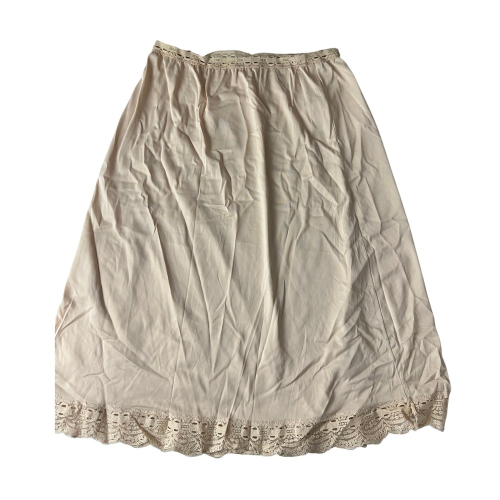 Olga Half Slip Skirt Womensโ Size S Beige Vintage Lace Trim Style 963T